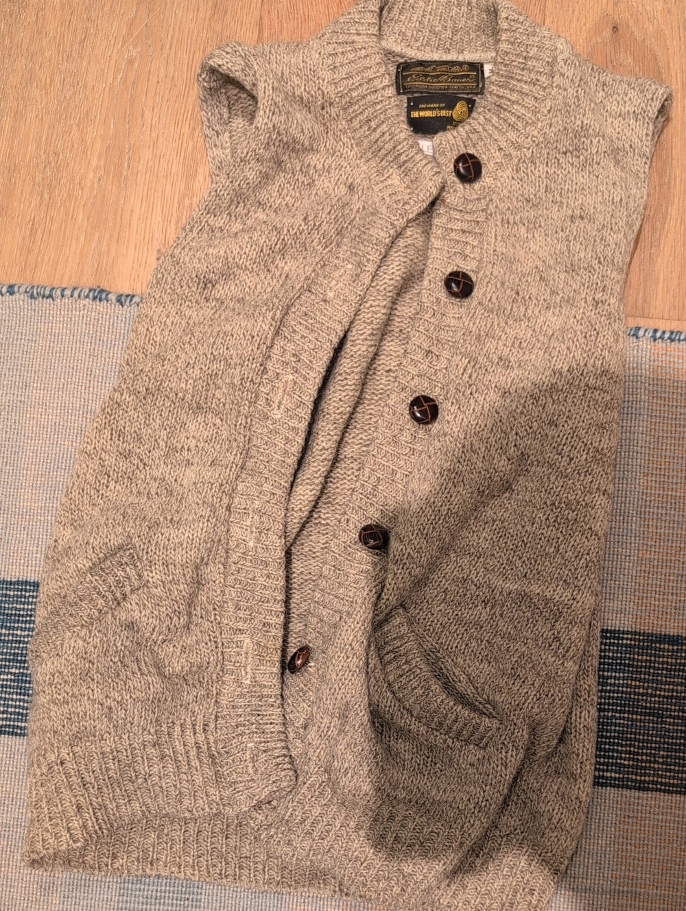 Eddie Bauer Sleeveless Knit Cardigan Vest in Heather Taupe